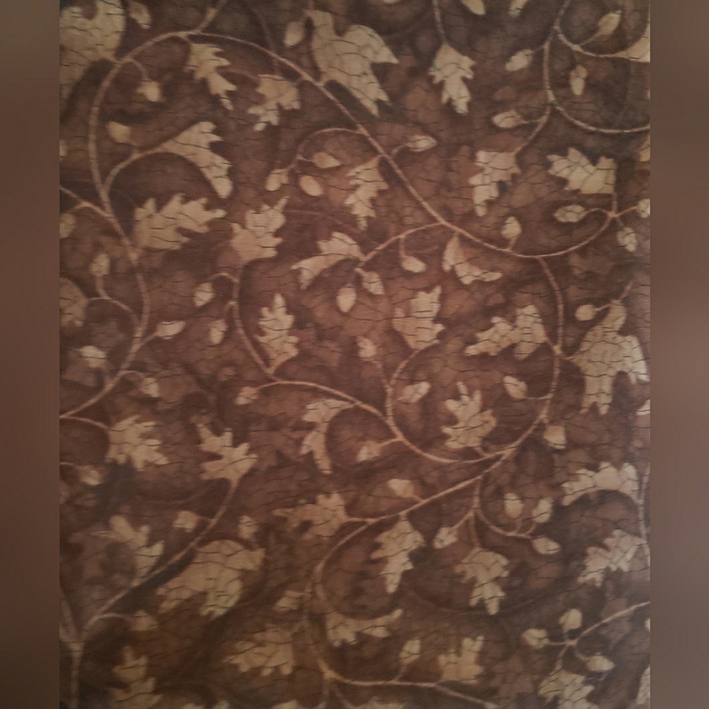 Vintage Acorn Hollow Brown Leaves Fabric, Moda Fabrics, Approx 52" x 44", New